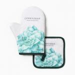 Кухонный набор «Суккулент»: варежка-прихватка 20?27 см, прихватка 17?17 см