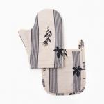 Кухонный набор «Этель» Leaves: варежка-прихватка, прихватка 100% хлопок, репс 220 г/м?