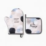 Кухонный набор Be happy: варежка-прихватка 20?27 см, прихватка 17?17 см