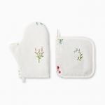 Кухонный набор Этель «Цветочек»: варежка 20?27 см, прихватка 19?19 см, саржа 190 г/м?, 100% хлопок