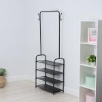Вешалка - стойка напольная для одежды LaDо?m, с полками для хранения, 4 яруса, 60?26?160 см, чёрная