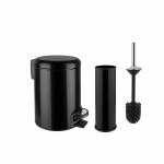 ELIT Набор 2 предмета (Урна 3л, с педалью, H-25,5, D-17,5/ Ёрш H-38, D-8,5), метал, мат. чёрный.  Коробка 27х19х27 см