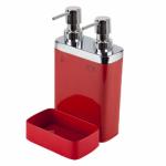 Серия V?VA E10Кухонный дозатор пластиковый двойной, объём 0,3л и 0,6л, с контейнером для губки. Размер: 12,5х13,5х22 см.