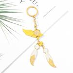 Брелок Genshin Impact Анемо (символ внутри) – элемент стихии ветра, 12см/20гр (белый золотой с перьями)