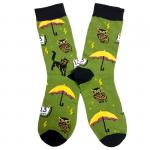 В мире животных | Носки Счастливое число и котики, р-р 38-44 (хаки, черный)