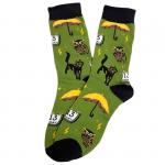 В мире животных | Носки Счастливое число и котики, р-р 38-44 (хаки, черный)