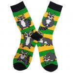 В мире животных | Носки "Енот на релаксе", р-р 36-39, (зеленый, желтый, черный)