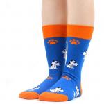 В мире животных | Носки  Бультерьер и его любимая косточка, р-р 38-44 (голубой, оранжевый)