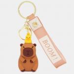 В мире животных | Объемный брелок Капибара и уточка, р-р 7,2см  (в холщовом мешке)