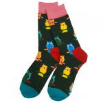 В мире животных | Носки "Неспящие совы", р-р 36-40 (зеленый красный)