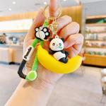 В мире животных | Объемный брелок Панда на банане, р-р 7,2см (в холщовом мешке)