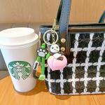 В мире животных | Объемный брелок Панда на персике, р-р 7,2см (в холщовом мешке)