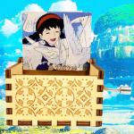 Мир Миядзаки | Музыкальная шкатулка "Небесный замок Лапута. Сита и голуби", 6,5х5,2см (крафтовый)