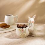 Конфетница SL Home «Пасхальные кролики», 600 мл, 17.5?11.5?16.8 см, доломит, белая