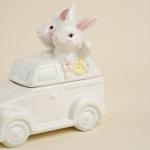 Конфетница SL Home «Пасхальные кролики», 17?10.5?17 см, доломит, белая