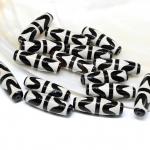 Бусина Дзи "Лошадь" из агата  бочонок 10*30мм, цвет черный, 1 бусина