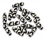 Бусина Дзи "Лошадь" из агата  бочонок 10*30мм, цвет черный, 1 бусина