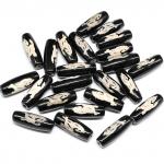 Бусина "Конь Тассо" из агата тибетского бочонок 10*30мм, цвет черный, 1 бусина