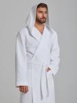 Мужской вафельный халат с капюшоном "Ромбы" белый В-19 (9)