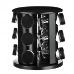 SATOSHI Набор банок для специй 12шт на подставке, 20х20х22см, стекло+ABS пластик, черный