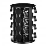 SATOSHI Набор банок для специй 16шт на подставке, 20х20х28см стекло+ABS пластик, черный