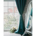 Штора блэкаут портьерная «Этель», размер 250?265 см, цвет изумрудный
