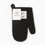 Варежка - прихватка Этель HOME, 26?16 см, 50% хлопок, 50% лен, чёрная