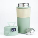 Термокружка TAKE IT EASY New design, 400 мл, сохраняет тепло 12 ч, термометр, сито, нержавеющая сталь, зелёный