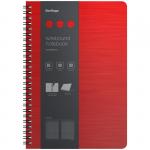 Бизнес-тетрадь В5+, 80л., Berlingo Steel&Style, клетка, на гребне, 80г/м2, пластик. (полифом) обложка, линейка-закладка, красная, WNt_B5003