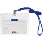 Бейдж горизонтальный OfficeSpace, 100*75мм (размер вставки 85*55мм), с клипсой на зеленом шнурке, 284656