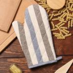 Варежка - прихватка «Доляна. Полоса», 28?17 см, серый/синий