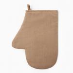 Варежка - прихватка «Этель» ECO, 20?28 см, 70% хлопок, 30% лён, ватин 250 г/м?, бежевая