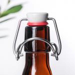 Бутылка, 500 мл, с бугельным замком, стекло, коричневая