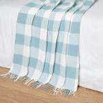 Плед Пикник 140?200 см, белый/мятный, хлопок 20%, пан 40%, полиэстер 40%