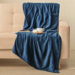 Плед «Этель», 150?200 см, корал-флис, тёмно-синий