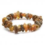 Браслет из натурального янтаря крошка цв.коньячный, зеленый