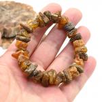 Браслет из натурального янтаря крошка цв.коньячный, зеленый