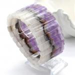 Браслет из Агата кружевного с включением аметиста сегмент 40*9мм, 119г