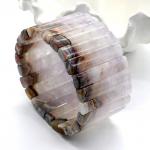 Браслет из Агата кружевного с включением аметиста сегмент 40*9мм, 128г