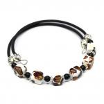 Браслет женский на струне из каучука с янтарем мозаика кубик 7мм, 18см