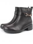 01-5575-1 BLACK Ботинки демисезонные женские (натуральная кожа, натуральная байка)
