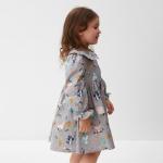 Платье для девочки KAFTAN «Зверята» с воротником, серое, рост 122-128 см