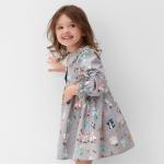 Платье для девочки KAFTAN «Зверята» с воротником, серое, рост 110-116 см