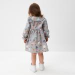 Платье для девочки KAFTAN «Зверята» с воротником, серое, рост 110-116 см