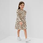 Платье для девочки KAFTAN: Leo love с рукавами, бежевое, рост 98-104 см