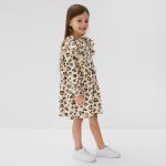 Платье для девочки KAFTAN: Leo love с рукавами, бежевое, рост 110-116 см