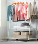 Вешалка гардеробная напольная на колёсах с полкой ПЕРФЕКТХАУС, цвет белый, нагрузка 15кг и 5кг на полку, 55*42*160см