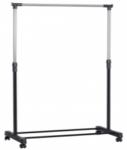Вешалка гардеробная телескопическая напольная на колесах ПЕРФЕКТХАУС, цвет черный, нагрузка до 20кг, 75*42*150см