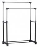 Вешалка гардеробная телескопическая напольная на колёсах двойная ПЕРФЕКТХАУС, цвет черный, нагрузка до 25кг, 75*42*150см