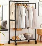 Вешалка гардеробная напольная на колёсах с блокировкой двойная ПЕРФЕКТХАУС, цвет черный, нагрузка до 15 кг, 57.5*30*115см